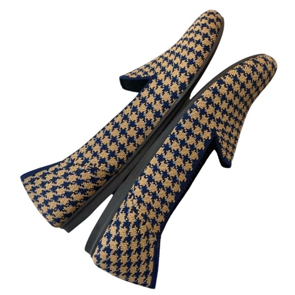 ROTHY'S The Loafer Sapphire & Camel Houndstooth Check Round Toe Flats Loafers - Picture 6 of 12